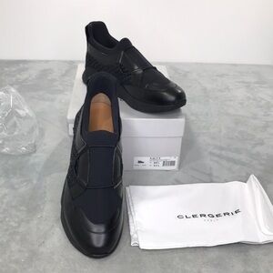 ROBERT CLERGERIE LEATHER SALVY SLEEK LEATHER SNEAKER BLACK